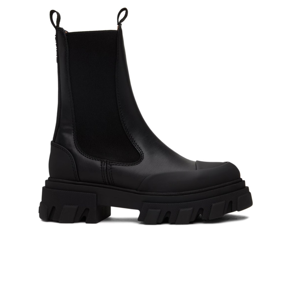 GANNI CLEATED LEATHER CHELSEA BOOTS